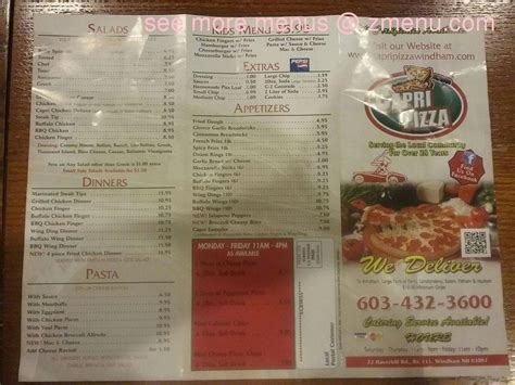 The quality of products used shows the intention to bring us the best pizza for. . Capri pizza windham
